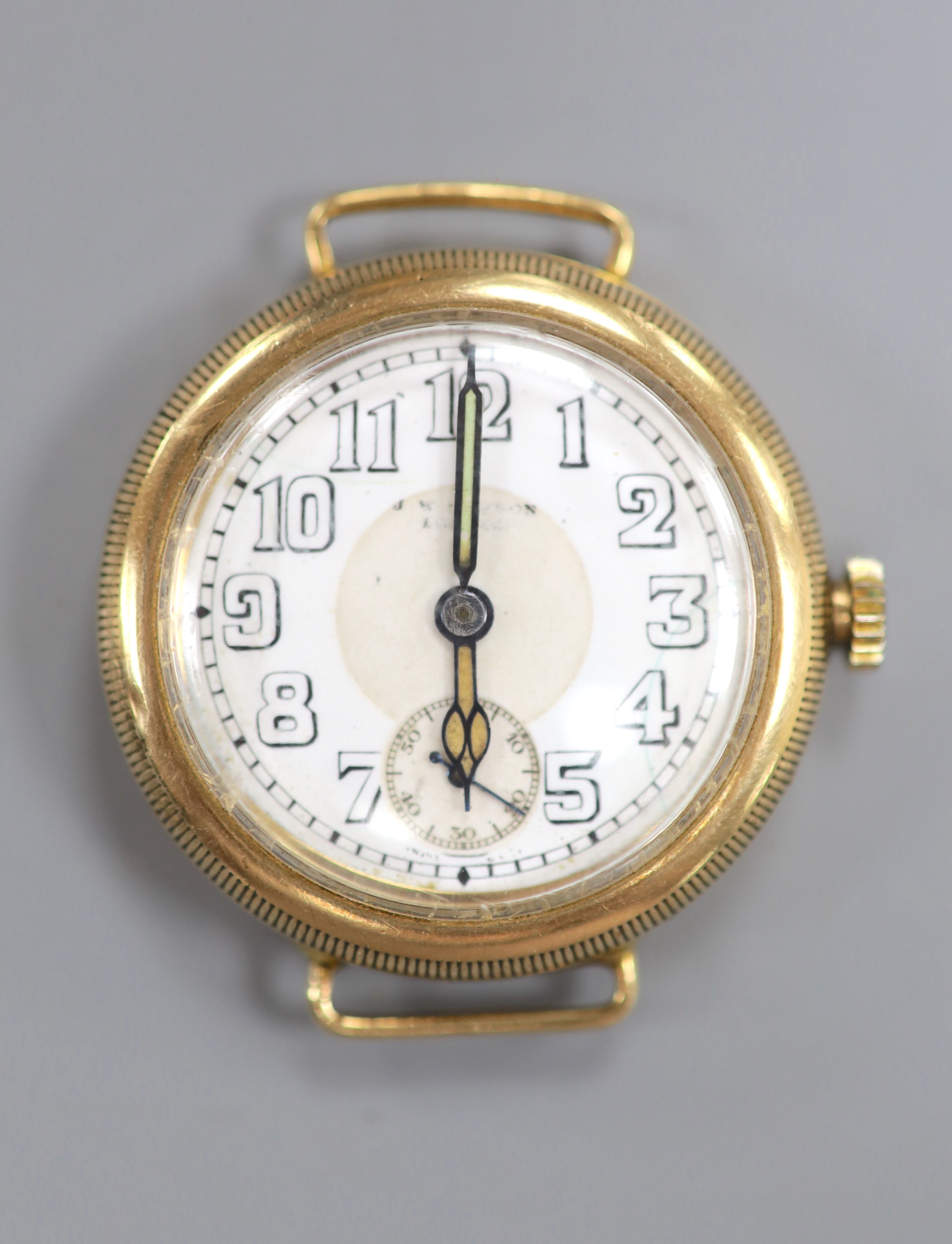 A gentleman's early 20th century 9ct gold Borgel cased manual wind wrist watch, no strap